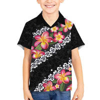 Black Polynesia Hawaiian Shirt Plumeria With Hibiscus Pattern Tropical Vibes