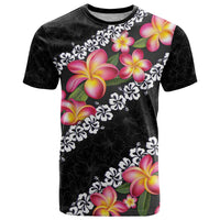 Black Polynesia T Shirt Plumeria With Hibiscus Pattern Tropical Vibes