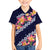 Blue Polynesia Family Matching Off The Shoulder Long Sleeve Dress and Hawaiian Shirt Plumeria With Hibiscus Pattern Tropical Vibes