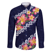 Blue Polynesia Family Matching Off Shoulder Short Dress and Hawaiian Shirt Plumeria With Hibiscus Pattern Tropical Vibes