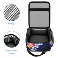 Blue Polynesia Lunch Bag Plumeria With Hibiscus Pattern Tropical Vibes LT14 - Polynesian Pride