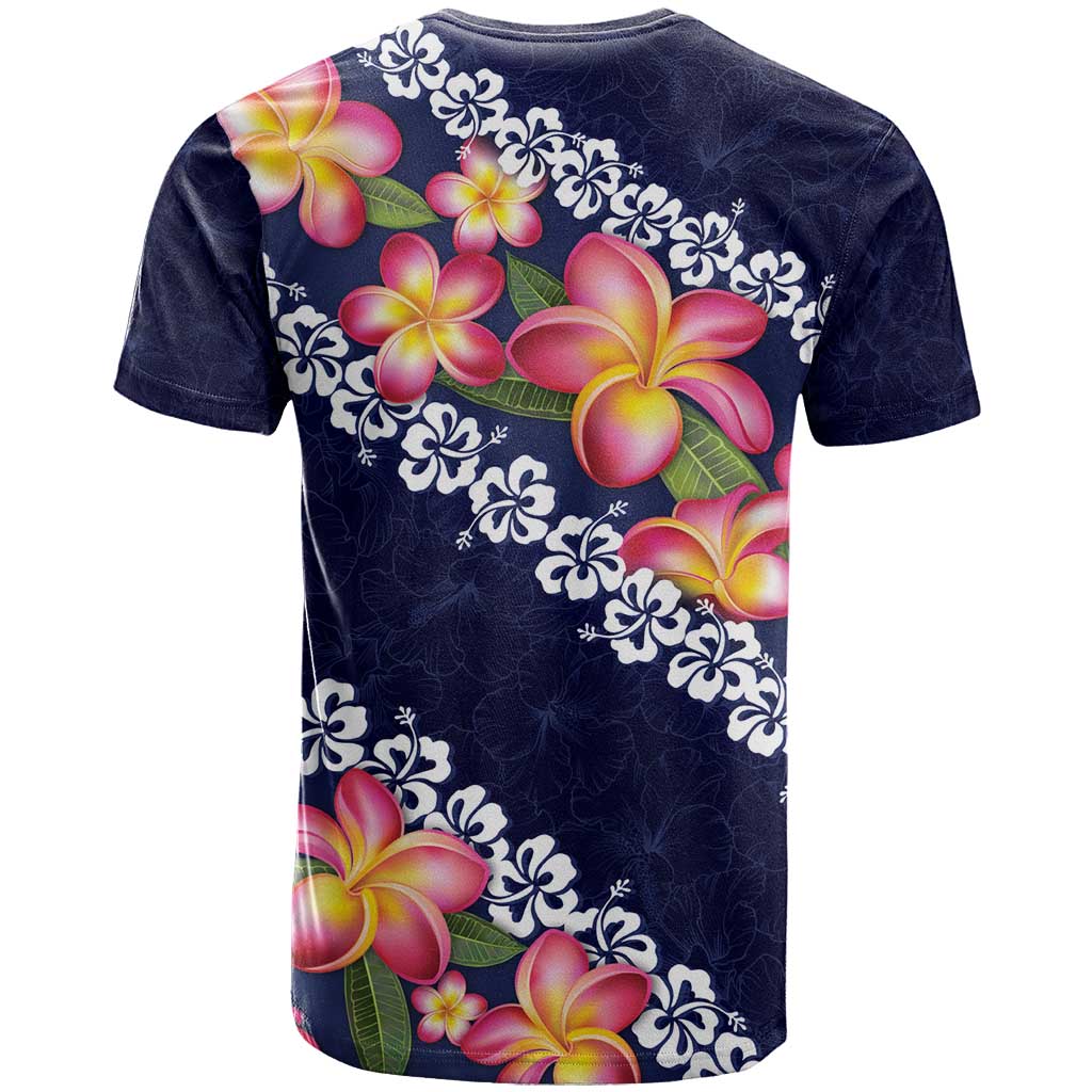 Blue Polynesia T Shirt Plumeria With Hibiscus Pattern Tropical Vibes
