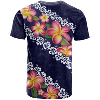 Blue Polynesia T Shirt Plumeria With Hibiscus Pattern Tropical Vibes