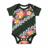 Green Polynesia Baby Onesie Plumeria With Hibiscus Pattern Tropical Vibes LT14 Green - Polynesian Pride
