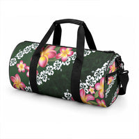 Green Polynesia Duffle Bag Plumeria With Hibiscus Pattern Tropical Vibes LT14 - Polynesian Pride