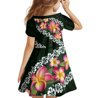 Green Polynesia Family Matching Off The Shoulder Long Sleeve Dress and Hawaiian Shirt Plumeria With Hibiscus Pattern Tropical Vibes LT14 - Polynesian Pride