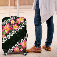 Green Polynesia Luggage Cover Plumeria With Hibiscus Pattern Tropical Vibes LT14 Green - Polynesian Pride
