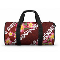 Oxblood Polynesia Duffle Bag Plumeria With Hibiscus Pattern Tropical Vibes LT14 One size Oxblood - Polynesian Pride