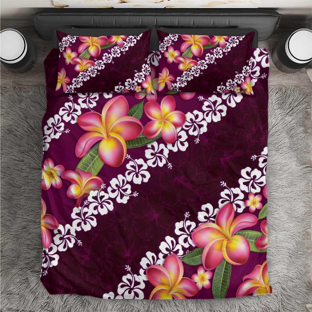 Pink Polynesia Bedding Set Plumeria With Hibiscus Pattern Tropical Vibes LT14 Pink - Polynesian Pride