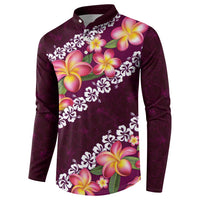 Pink Polynesia Button Sweatshirt Plumeria With Hibiscus Pattern Tropical Vibes