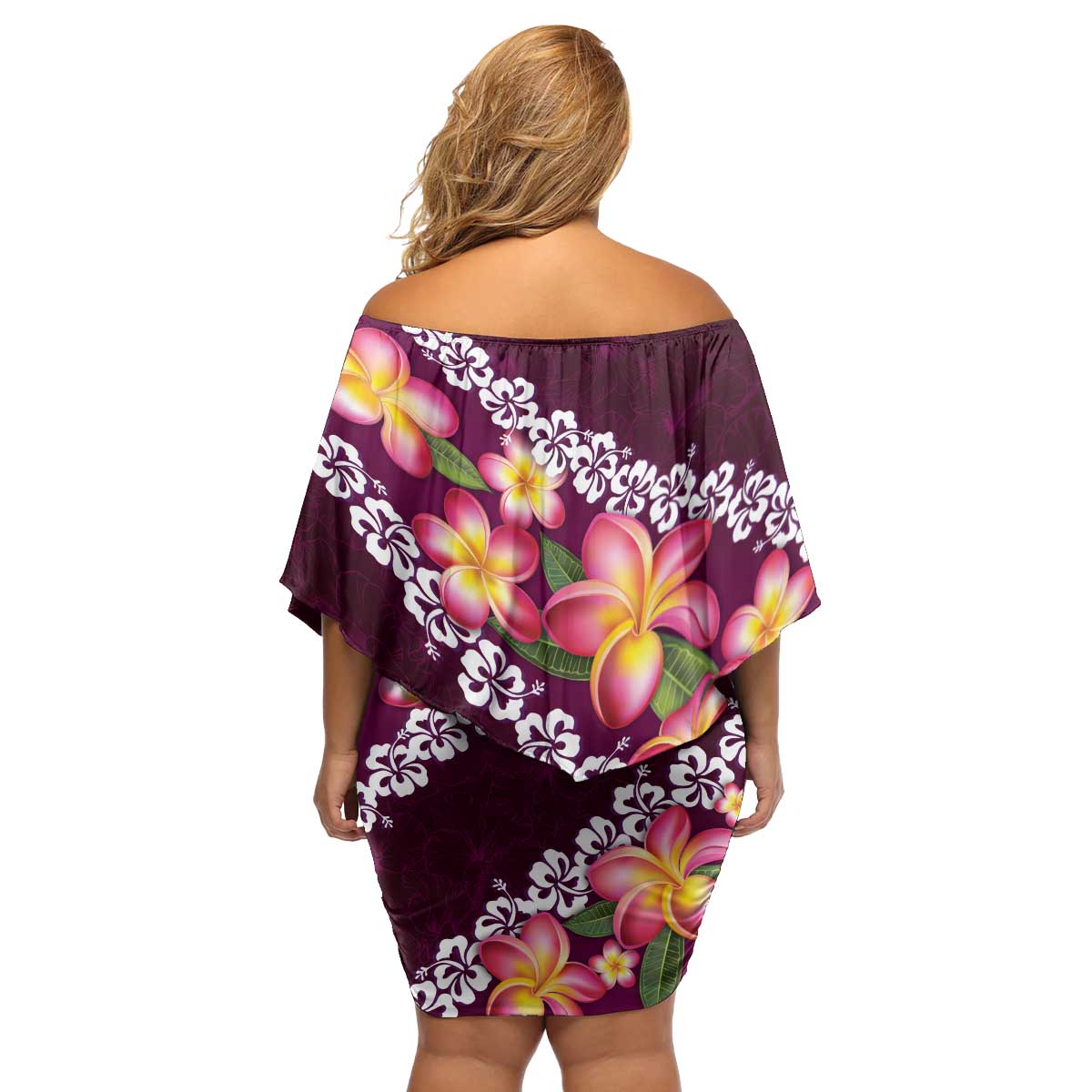 Pink Polynesia Family Matching Off Shoulder Short Dress and Hawaiian Shirt Plumeria With Hibiscus Pattern Tropical Vibes
