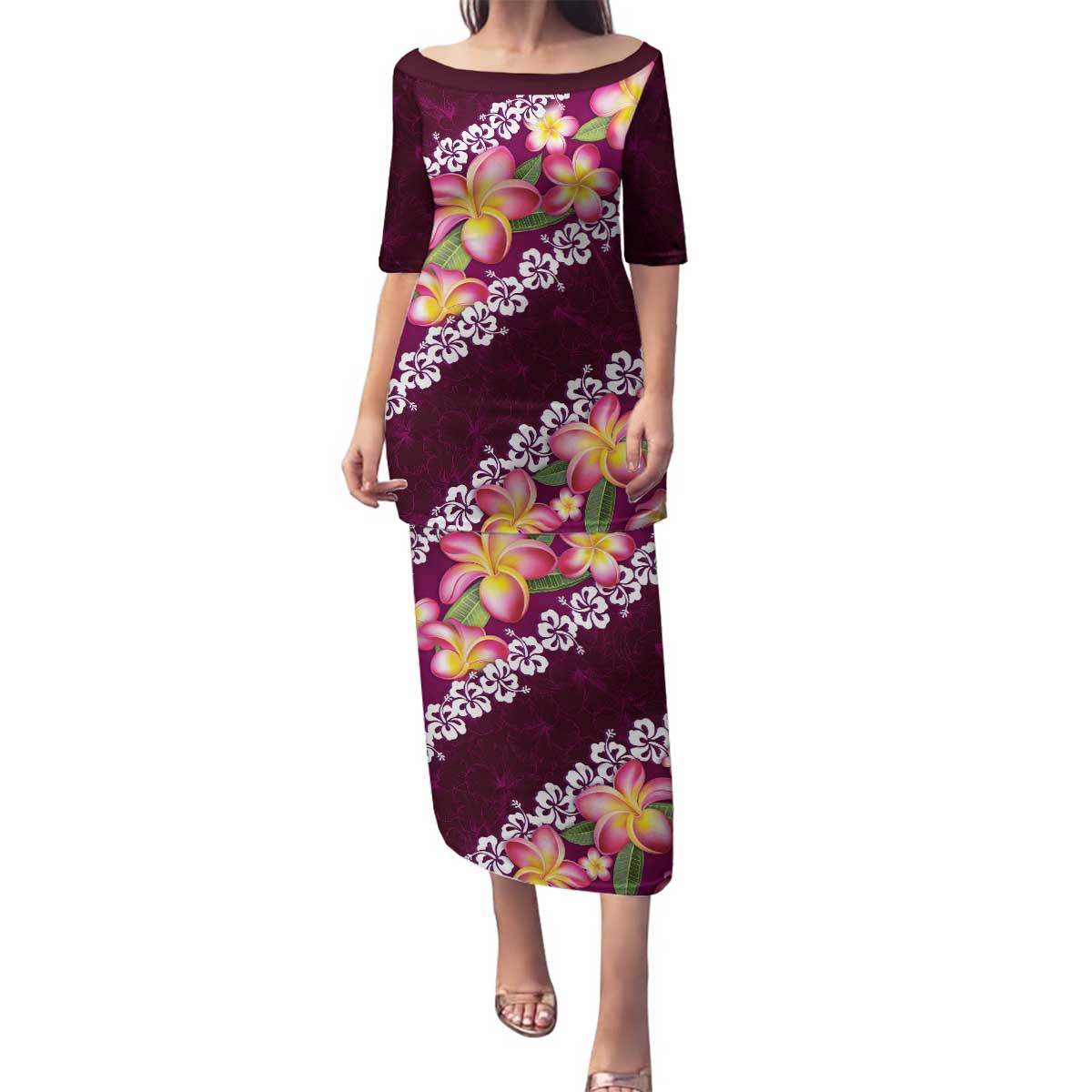 Pink Polynesia Family Matching Puletasi and Hawaiian Shirt Plumeria With Hibiscus Pattern Tropical Vibes