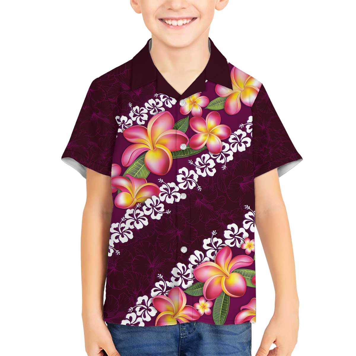 Pink Polynesia Family Matching Puletasi and Hawaiian Shirt Plumeria With Hibiscus Pattern Tropical Vibes
