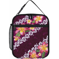 Pink Polynesia Lunch Bag Plumeria With Hibiscus Pattern Tropical Vibes LT14 10.2 × 8.3 × 4.3 inch Pink - Polynesian Pride