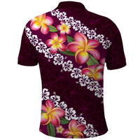 Pink Polynesia Polo Shirt Plumeria With Hibiscus Pattern Tropical Vibes