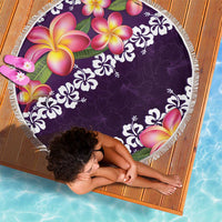 Purple Polynesia Beach Blanket Plumeria With Hibiscus Pattern Tropical Vibes LT14 - Polynesian Pride