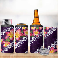 Purple Polynesia 4 in 1 Can Cooler Tumbler Plumeria With Hibiscus Pattern Tropical Vibes LT14 - Polynesian Pride