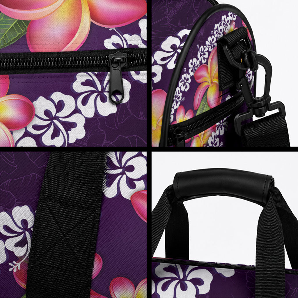 Purple Polynesia Duffle Bag Plumeria With Hibiscus Pattern Tropical Vibes LT14 - Polynesian Pride