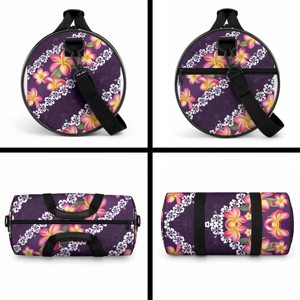 Purple Polynesia Duffle Bag Plumeria With Hibiscus Pattern Tropical Vibes LT14 - Polynesian Pride