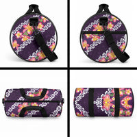 Purple Polynesia Duffle Bag Plumeria With Hibiscus Pattern Tropical Vibes LT14 - Polynesian Pride