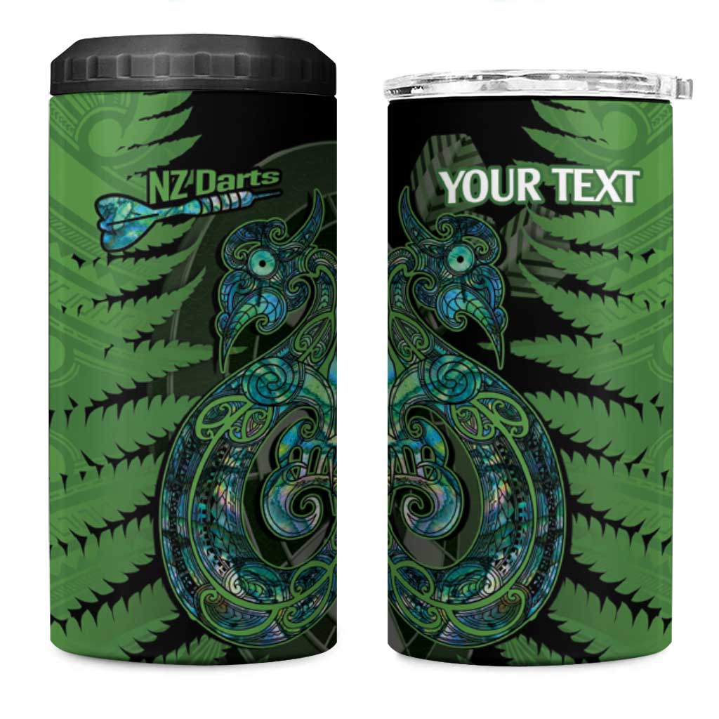 Personalised New Zealand Darts 4 in 1 Can Cooler Tumbler Aotearoa Maori Fern Mix Manaia Tattoo LT14 One Size: 16 oz Green - Polynesian Pride