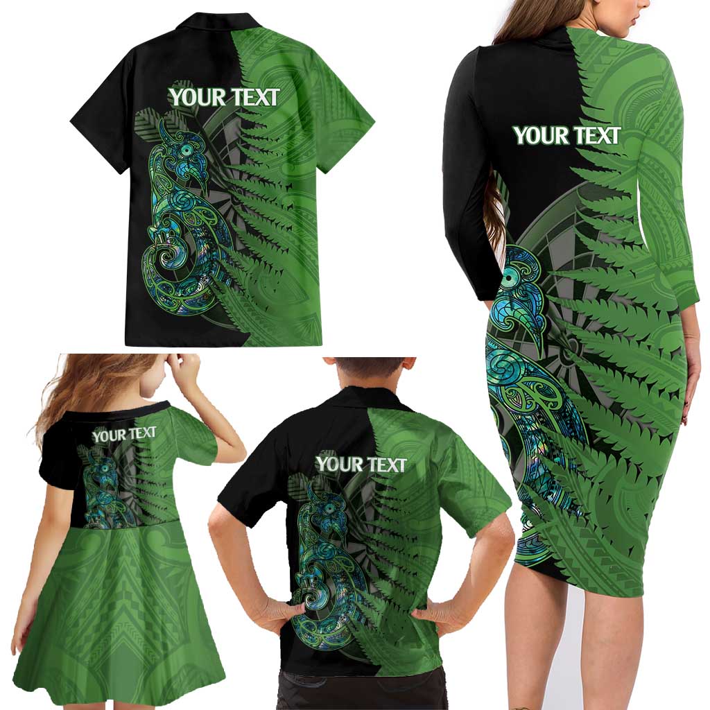 Personalised New Zealand Darts Family Matching Long Sleeve Bodycon Dress and Hawaiian Shirt Aotearoa Maori Fern Mix Manaia Tattoo LT14 - Polynesian Pride