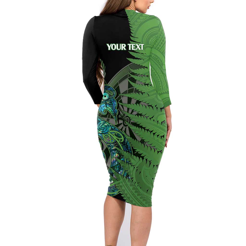 Personalised New Zealand Darts Family Matching Long Sleeve Bodycon Dress and Hawaiian Shirt Aotearoa Maori Fern Mix Manaia Tattoo LT14 - Polynesian Pride