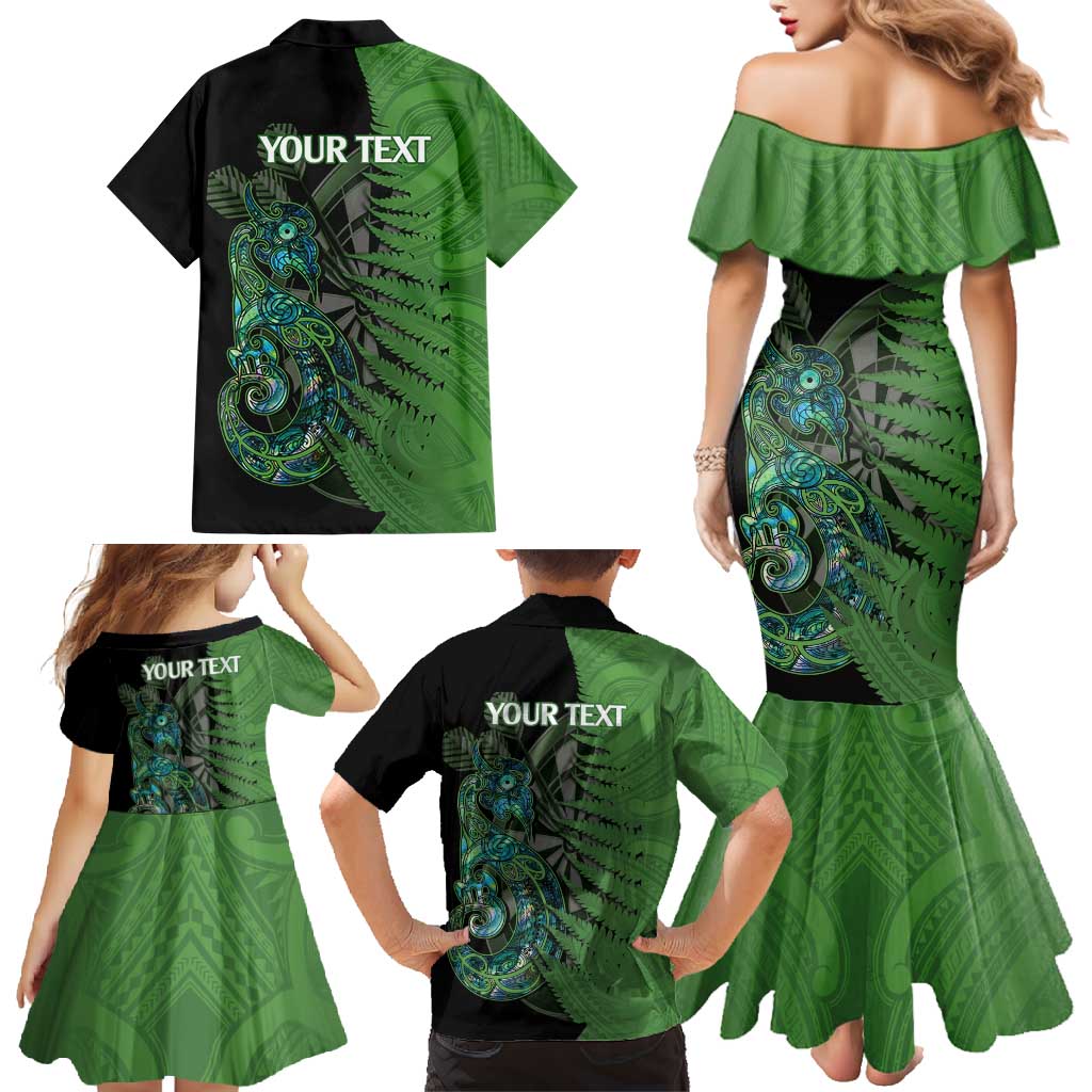 Personalised New Zealand Darts Family Matching Mermaid Dress and Hawaiian Shirt Aotearoa Maori Fern Mix Manaia Tattoo LT14 - Polynesian Pride