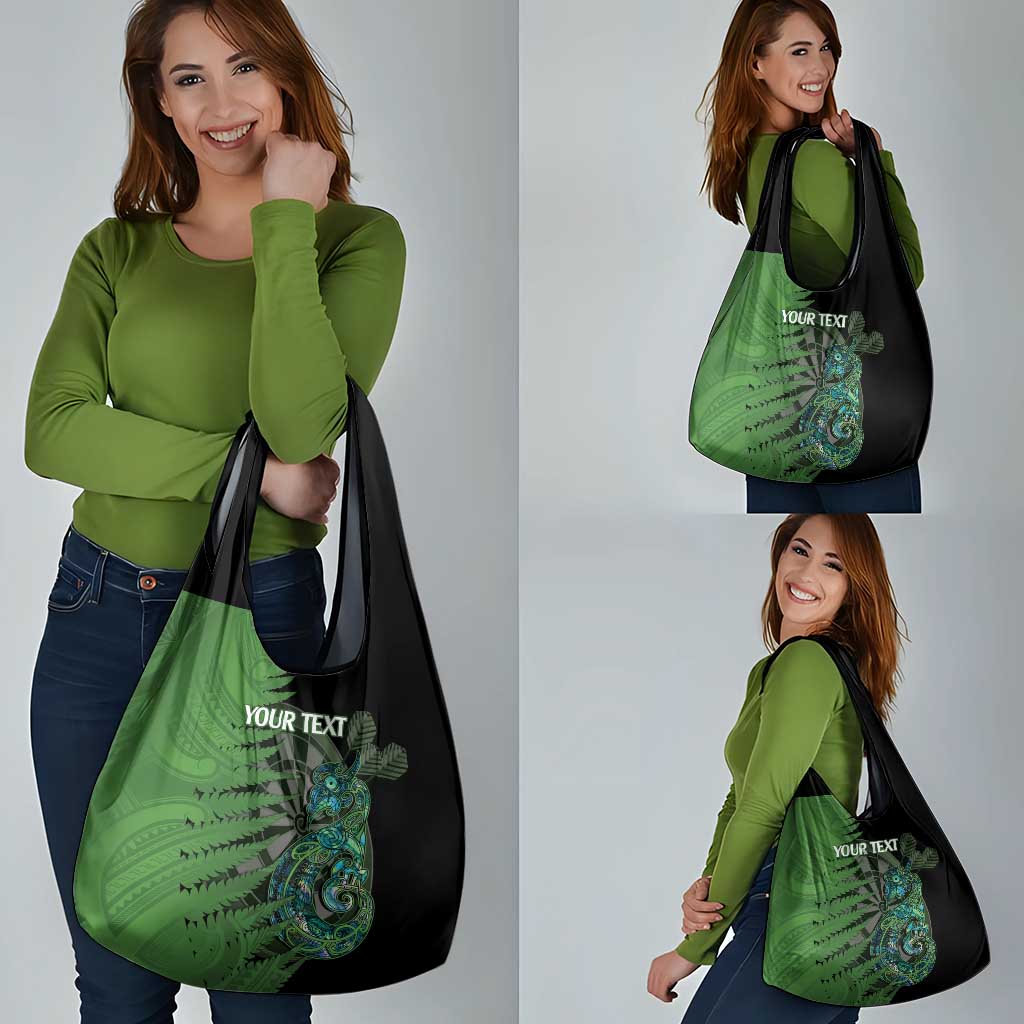 Personalised New Zealand Darts Grocery Bag Aotearoa Maori Fern Mix Manaia Tattoo