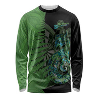 Personalised New Zealand Darts Long Sleeve Shirt Aotearoa Maori Fern Mix Manaia Tattoo LT14 Unisex Green - Polynesian Pride