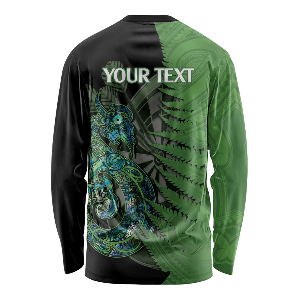 Personalised New Zealand Darts Long Sleeve Shirt Aotearoa Maori Fern Mix Manaia Tattoo LT14 - Polynesian Pride