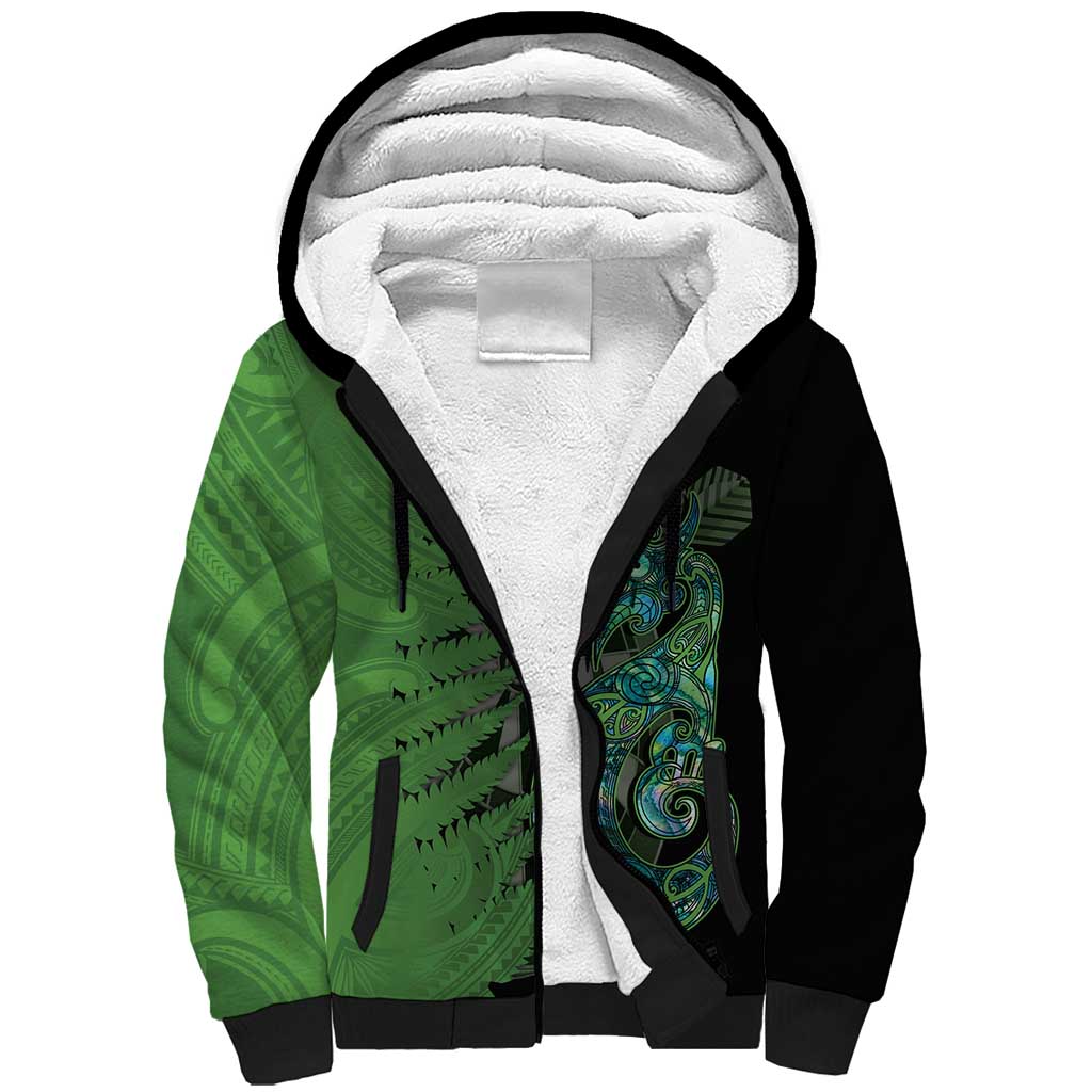 Personalised New Zealand Darts Sherpa Hoodie Aotearoa Maori Fern Mix Manaia Tattoo LT14 Unisex Green - Polynesian Pride