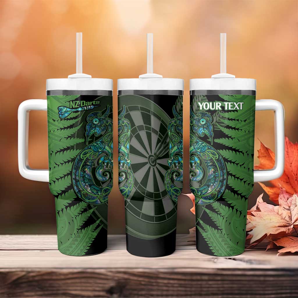 Personalised New Zealand Darts Tumbler With Handle Aotearoa Maori Fern Mix Manaia Tattoo