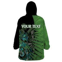 Personalised New Zealand Darts Wearable Blanket Hoodie Aotearoa Maori Fern Mix Manaia Tattoo LT14 - Polynesian Pride