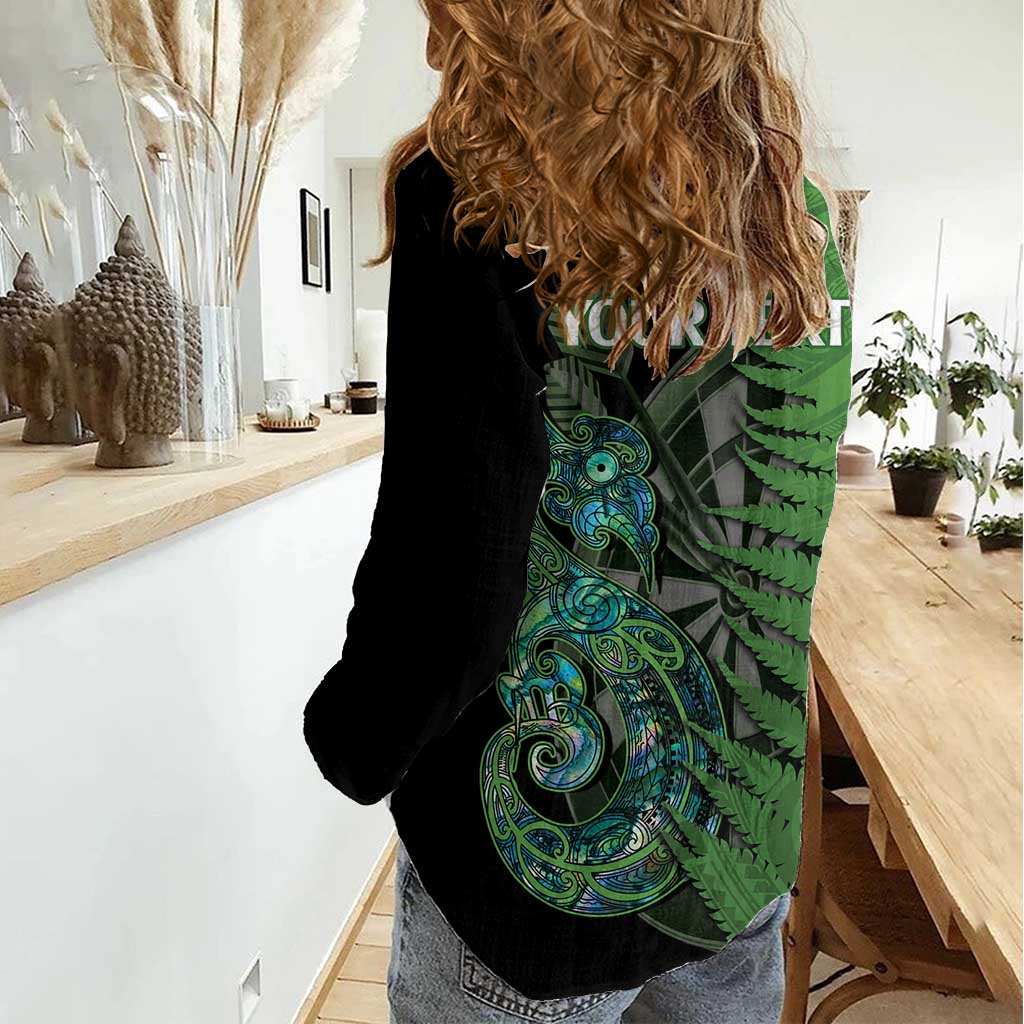 Personalised New Zealand Darts Women Casual Shirt Aotearoa Maori Fern Mix Manaia Tattoo LT14 - Polynesian Pride