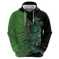 Personalised New Zealand Darts Zip Hoodie Aotearoa Maori Fern Mix Manaia Tattoo LT14 - Polynesian Pride