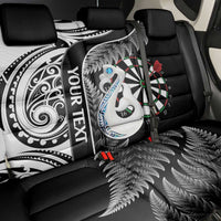 Personalised New Zealand Darts Back Car Seat Cover Aotearoa Fern Mix Paua Shell Manaia - Black