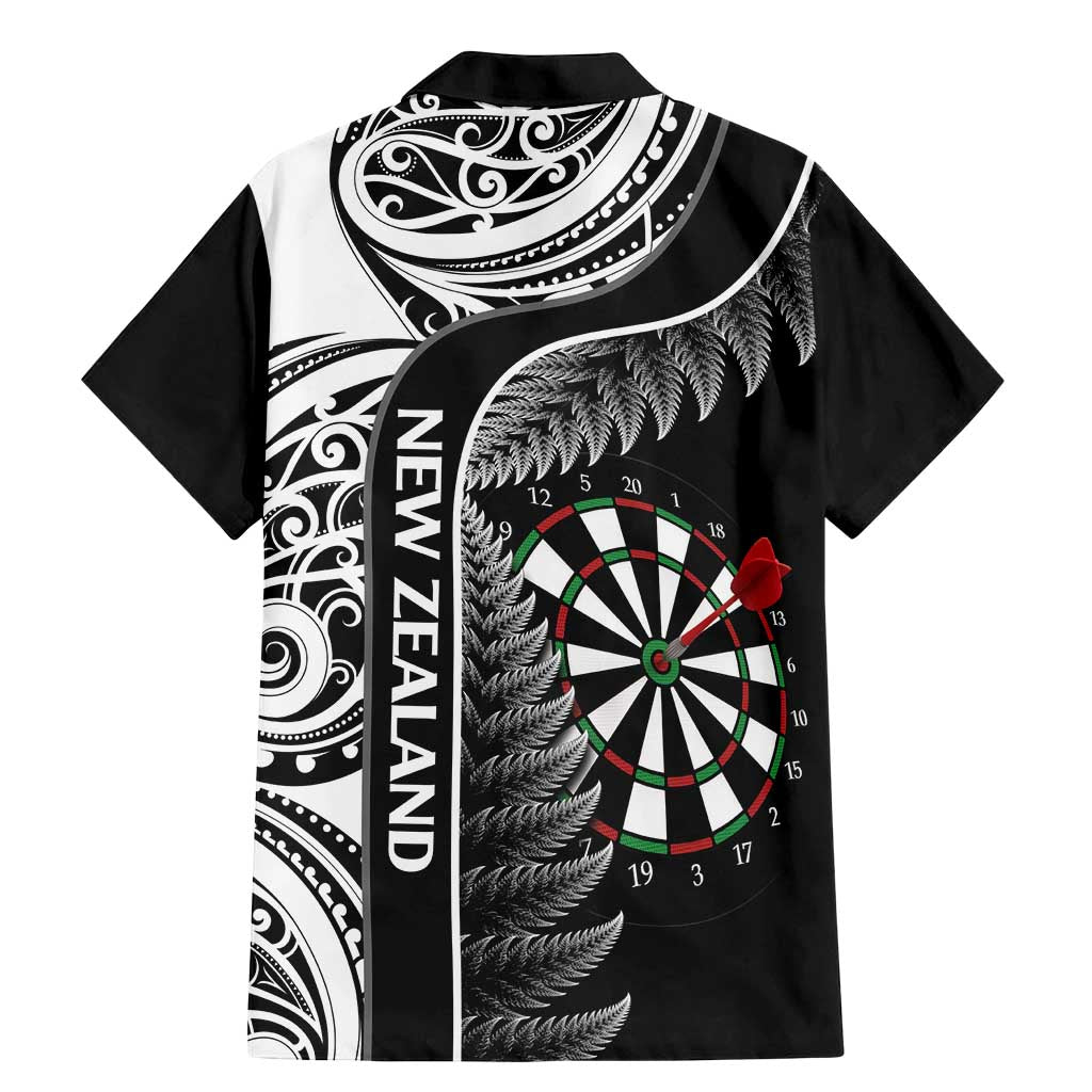 Personalised New Zealand Darts Family Matching Mermaid Dress and Hawaiian Shirt Aotearoa Fern Mix Paua Shell Manaia - Black LT14 - Polynesian Pride