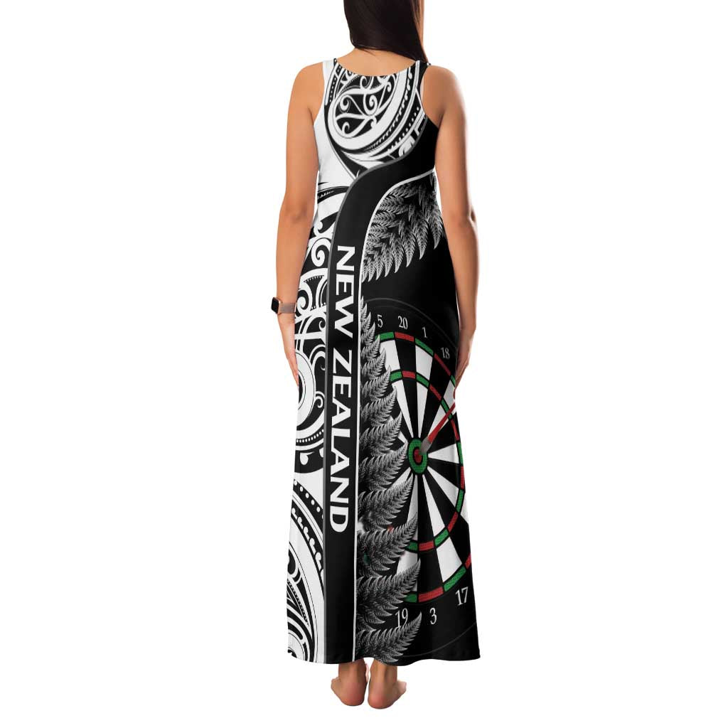 Personalised New Zealand Darts Family Matching Tank Maxi Dress and Hawaiian Shirt Aotearoa Fern Mix Paua Shell Manaia - Black LT14 - Polynesian Pride