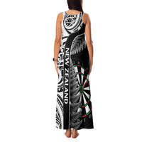 Personalised New Zealand Darts Family Matching Tank Maxi Dress and Hawaiian Shirt Aotearoa Fern Mix Paua Shell Manaia - Black LT14 - Polynesian Pride