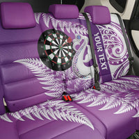Personalised New Zealand Darts Back Car Seat Cover Aotearoa Fern Mix Paua Shell Manaia - Purple