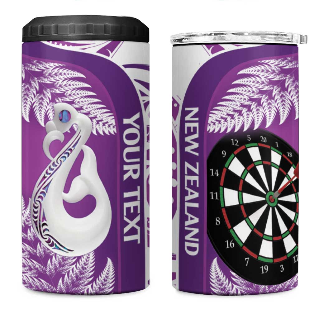 Personalised New Zealand Darts 4 in 1 Can Cooler Tumbler Aotearoa Fern Mix Paua Shell Manaia - Purple LT14 One Size: 16 oz Purple - Polynesian Pride
