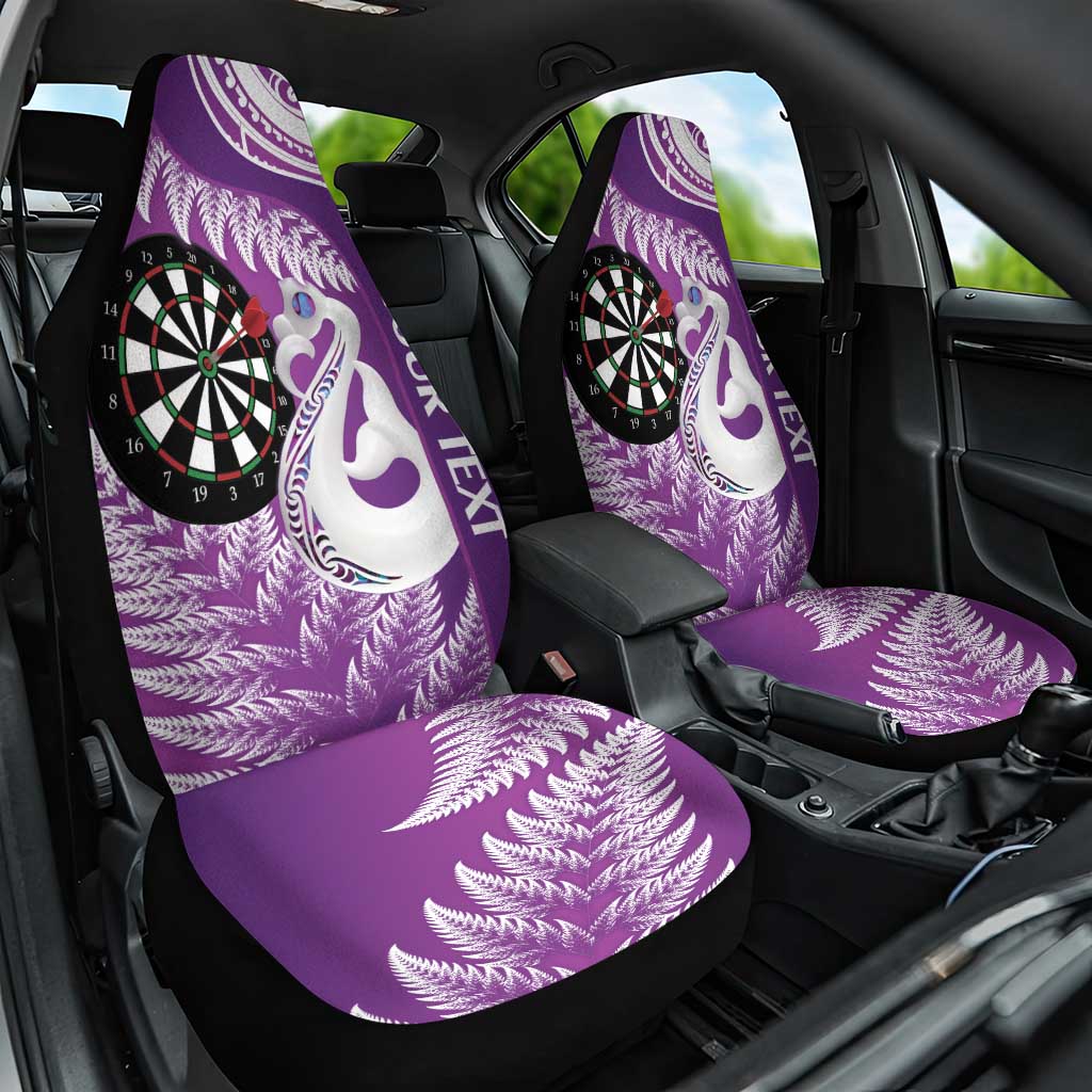 Personalised New Zealand Darts Car Seat Cover Aotearoa Fern Mix Paua Shell Manaia - Purple LT14 One Size Purple - Polynesian Pride