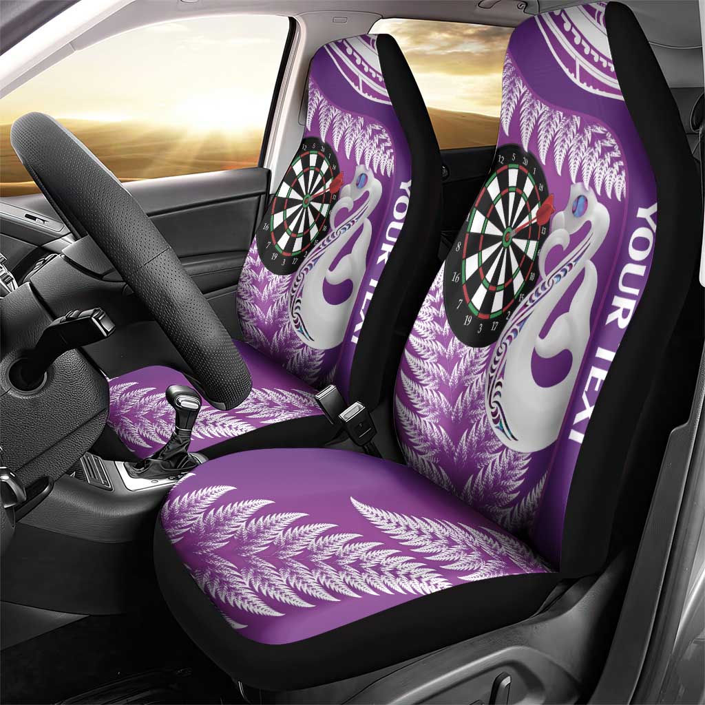 Personalised New Zealand Darts Car Seat Cover Aotearoa Fern Mix Paua Shell Manaia - Purple LT14 - Polynesian Pride