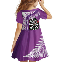 Personalised New Zealand Darts Family Matching Puletasi and Hawaiian Shirt Aotearoa Fern Mix Paua Shell Manaia - Purple LT14 - Polynesian Pride