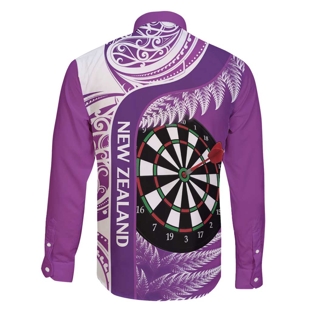 Personalised New Zealand Darts Family Matching Summer Maxi Dress and Hawaiian Shirt Aotearoa Fern Mix Paua Shell Manaia - Purple LT14 - Polynesian Pride
