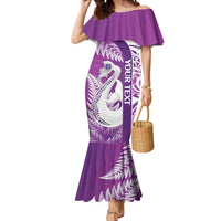 Personalised New Zealand Darts Mermaid Dress Aotearoa Fern Mix Paua Shell Manaia - Purple LT14 Women Purple - Polynesian Pride