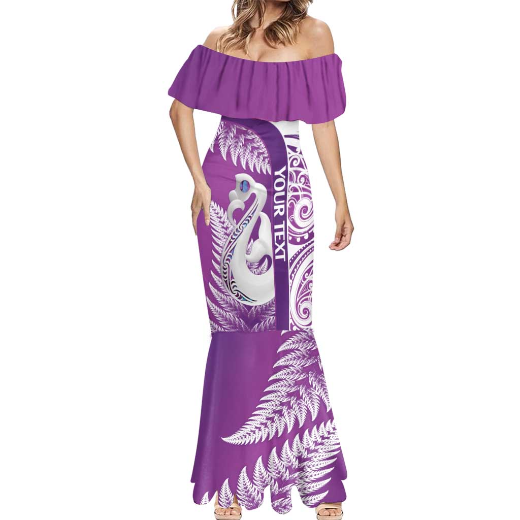 Personalised New Zealand Darts Mermaid Dress Aotearoa Fern Mix Paua Shell Manaia - Purple LT14 - Polynesian Pride