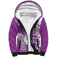 Personalised New Zealand Darts Sherpa Hoodie Aotearoa Fern Mix Paua Shell Manaia - Purple LT14 Unisex Purple - Polynesian Pride