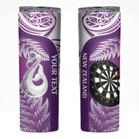 Personalised New Zealand Darts Skinny Tumbler Aotearoa Fern Mix Paua Shell Manaia - Purple LT14 Purple - Polynesian Pride